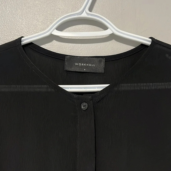 WORKHALL black button down tunic size small - Picture 3 of 6